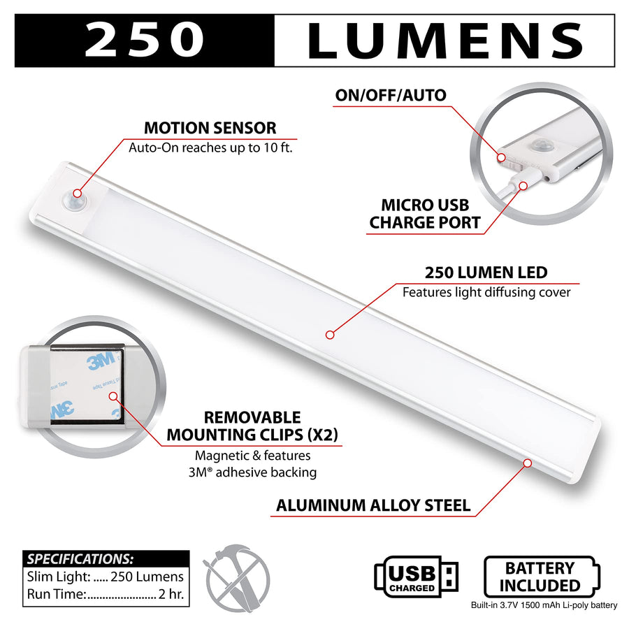 12-Inch Performance Tool 716 Li-Ion Slim Cabinet Light - Bright and Efficient LED Illumination for Home, Garage, Workshop, and Office Use