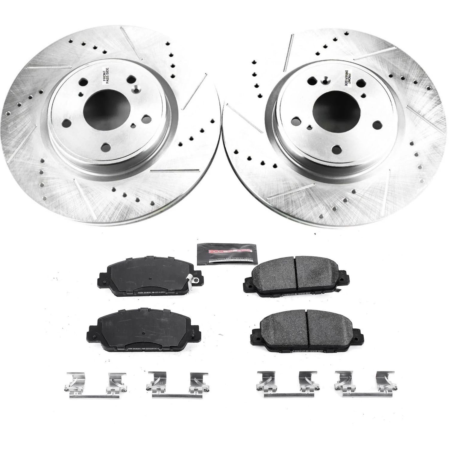 Power Stop K8165 Z23 Carbon Fiber Brake Pads with Drilled & Slotted Brake Rotors Kit For Acura Integra 2023, Honda Accord 2018-2022, Honda Civic 2022 [Model Specific]