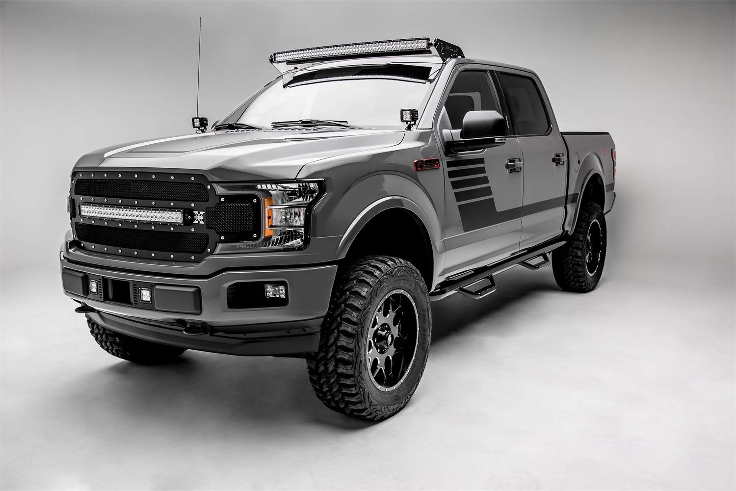 ZROADZ LED Kit Ditch Hood Hinge - Compatible w/ 2018-2020 Ford F150 - Incl. (2) 3 Inch Pod Lights - Mild Steel Gloss Black Finish - Easy Bolt-On Installation - PN #Z365711-KIT2