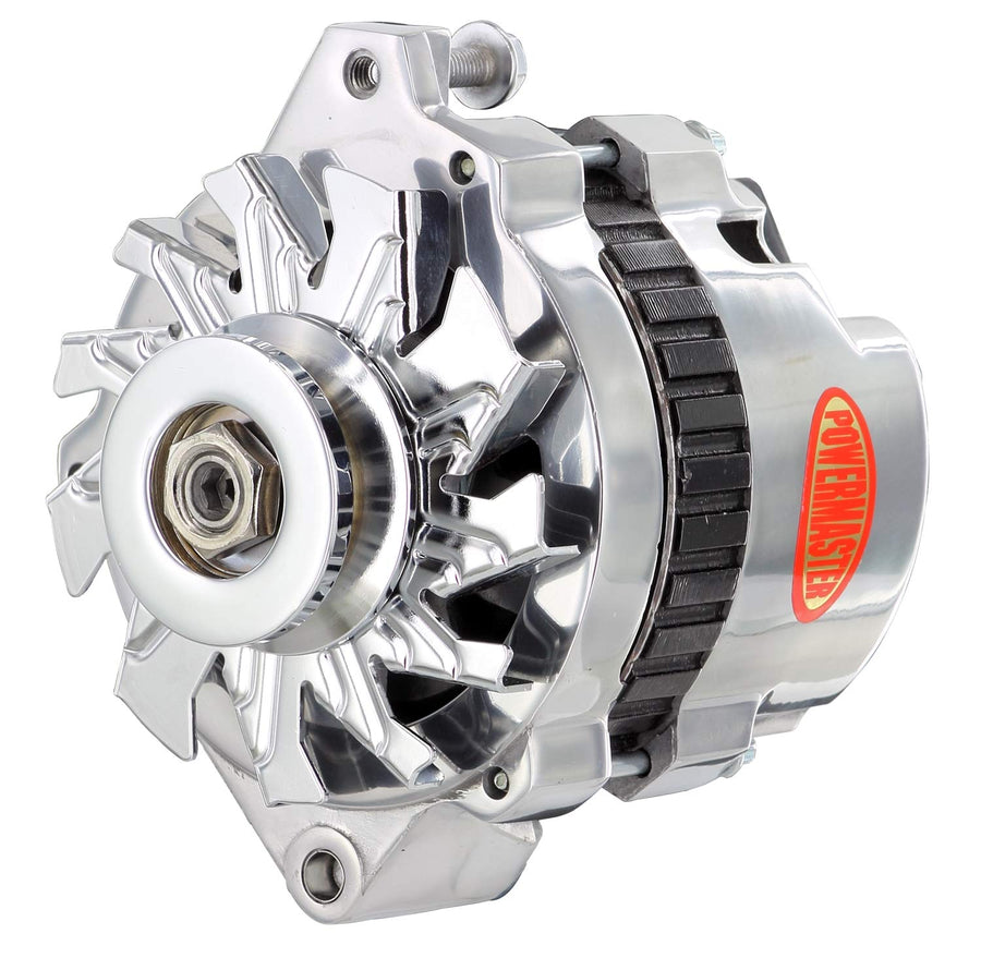 Alt Powermaster GM CS130 Polish 105A 1V Pulley Str MTG 6.14" 1-Wire or OE Hookup