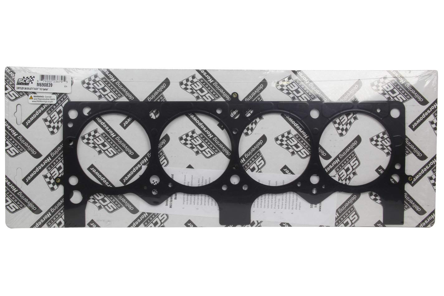 Cylinder Head Gasket, SCE GASKETS MLS Spartan, 4.080 in Bore, 0.039 in Compression Thickness, Multi-Layer Steel, Small Block Mopar, Each