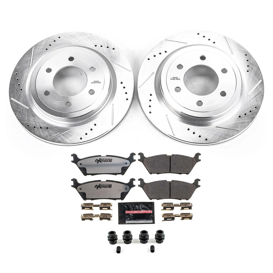 Power Stop K8030-36 Z36 Truck & Tow Rear Brake Kit, Carbon Fiber Ceramic Brake Pads and Drilled and Slotted Brake Rotors For Ford Expedition F-150 Lincoln Navigator 6 Lug
