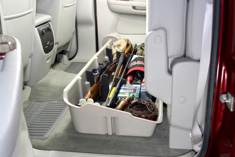 Under Seat Storage DuHa 10044 fits 2007-2013 Silverado/Sierra Crew Cab & 2007-2014 Heavy Duty Crew Cab | Tan Heavy-Duty Back Seat Organizer | Durable Construction | Includes Dividers