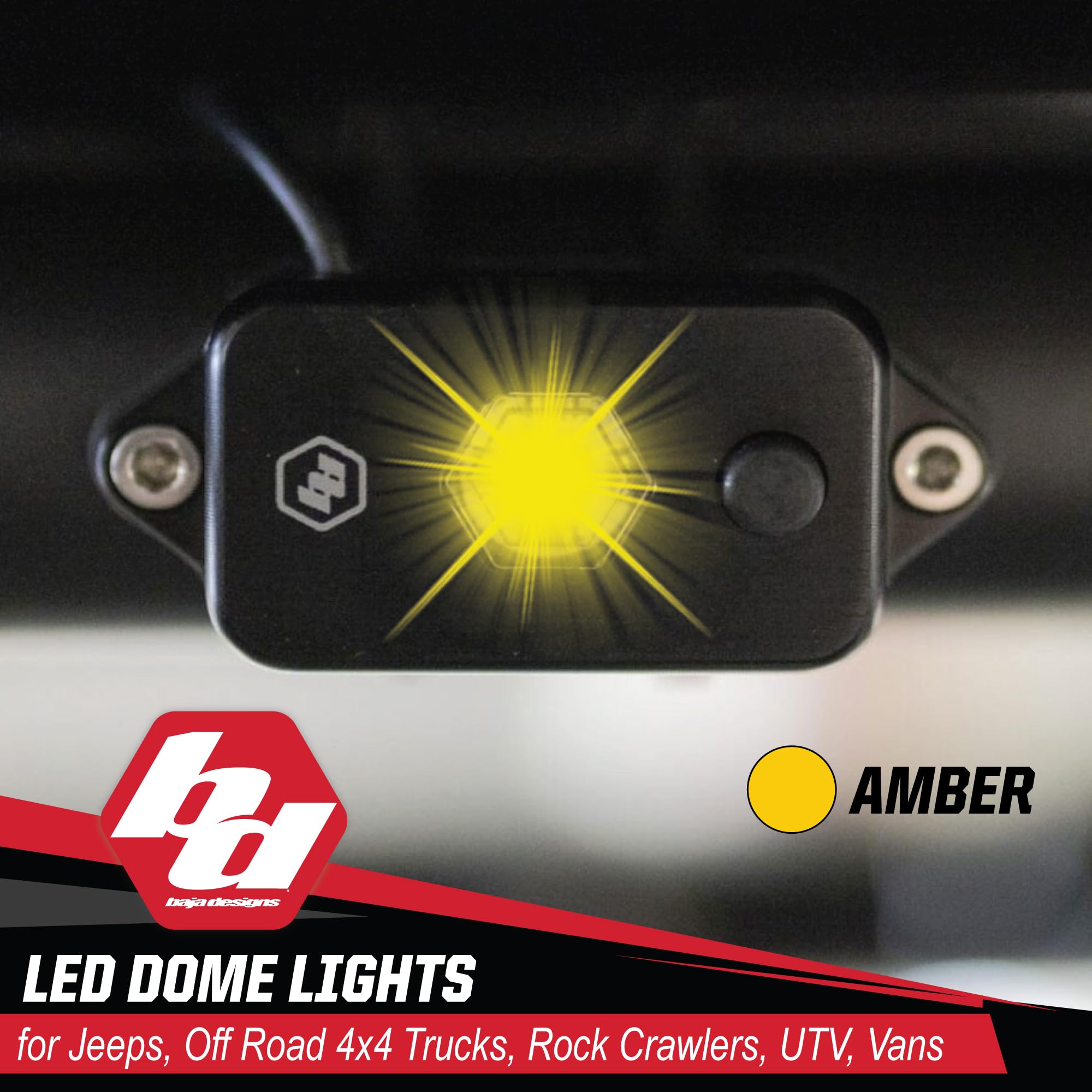 LED Dome Light Baja Designs With Switch (Amber)