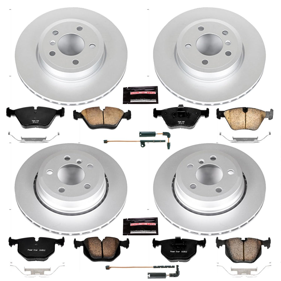 Power Stop Z23 Evolution Geomet Coated Brake Kit and 1 Front & 1 Rear Sensor Wires For BMW X3 2004-2010 CRK5737
