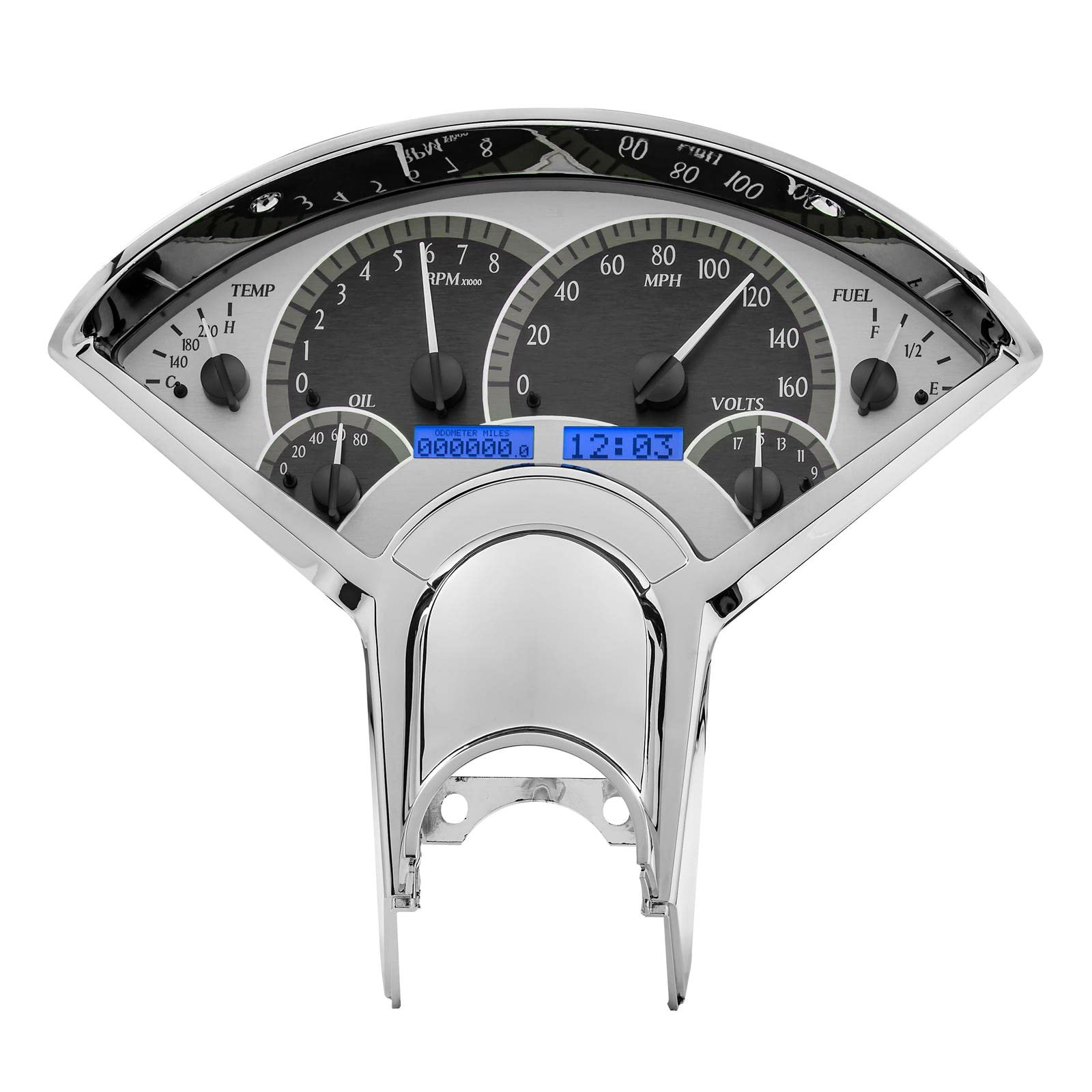 Silver Face 1955-56 Chevy Car VHX System - Blue Display