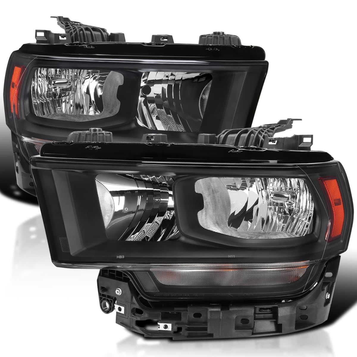 Black Headlights SPEC-D TUNING Compatible with 2019-2024 Ram 2500, 3500, Left + Right Pair Headlamp Assembly