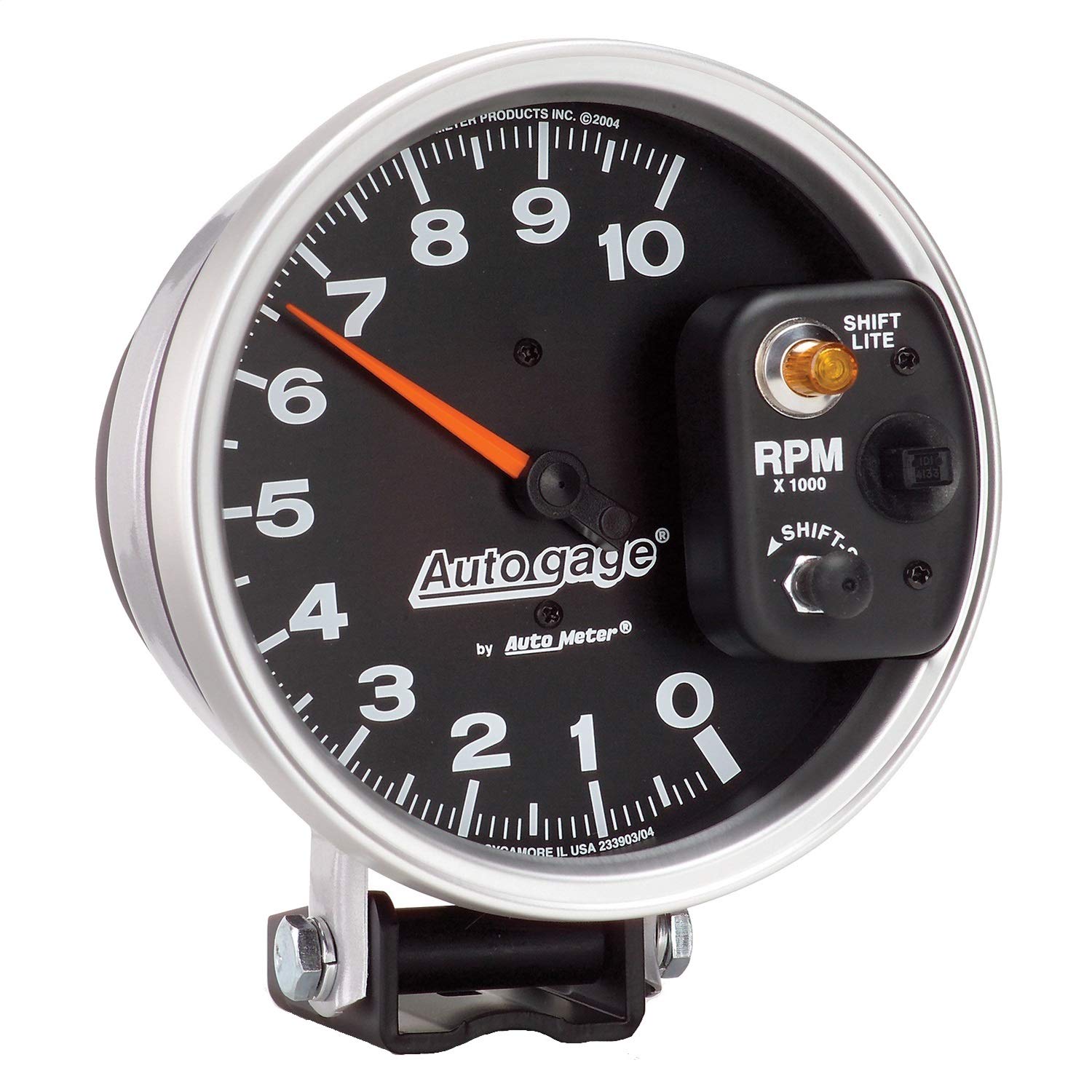 AUTO METER Autogage 233903 Monster Shift-Lite Tachometer,5.000 in.,Black dial/Silver bezel
