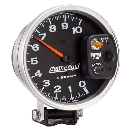 AUTO METER Autogage 233903 Monster Shift-Lite Tachometer,5.000 in.,Black dial/Silver bezel