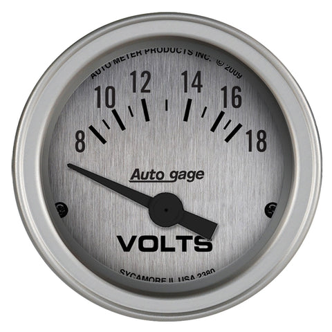 Auto Meter 2-1/16" Silver Voltmeter with Panel (2380