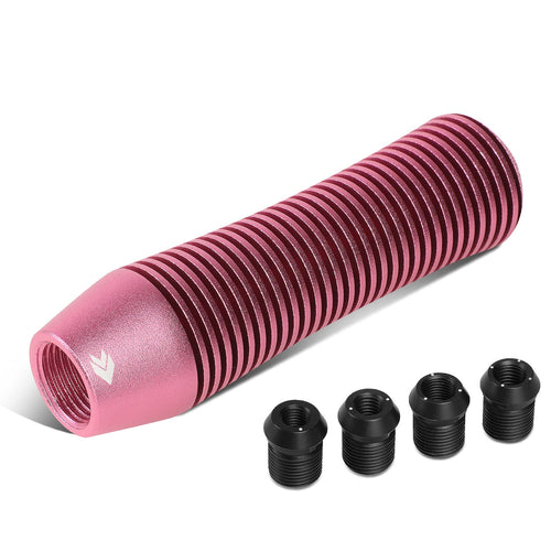 NRG Innovations Universal Aluminum SK-700PK Shift Knob with Thread Adapters, Heatsink Style Short Curvy Cylinder Lever,Pink