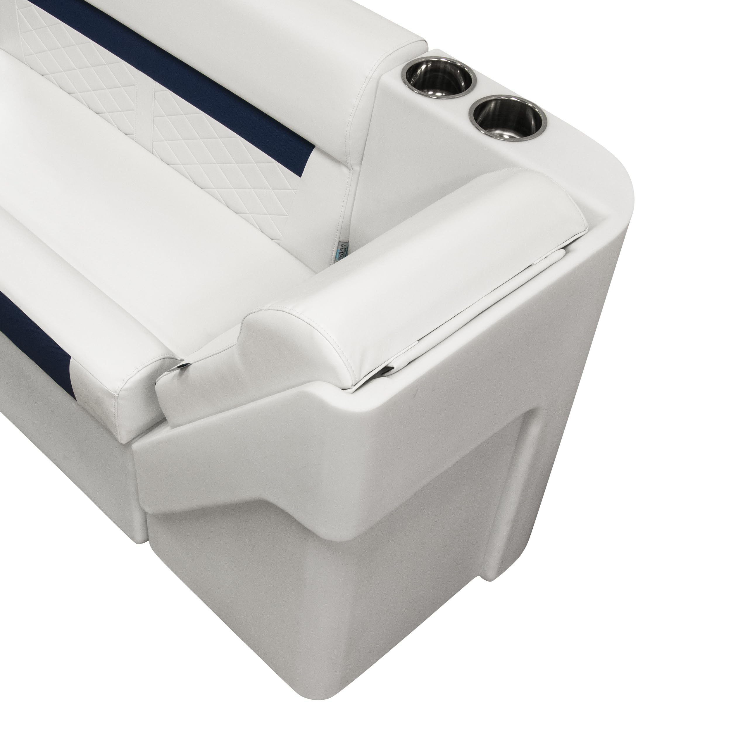 Wise DLX Series Pontoon Left Radius Lean Back Recliner - White/Mariner Blue DLX1305L-1904