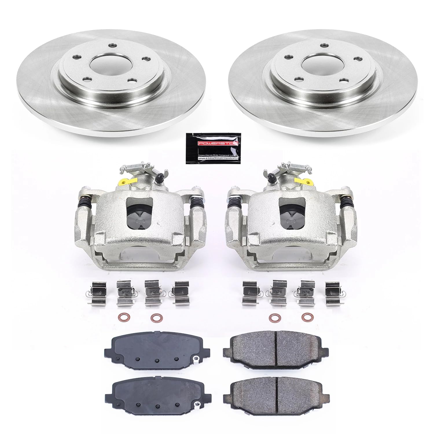 Power Stop KCOE5961 Replacement Autospeciality Rear Caliper Kit- OE Rotors, Ceramic Brake Pads, Calipers For Chrysler Town & Country, Dodge Grand Caravan, Ram C/V, VW Routan [Model Specific]