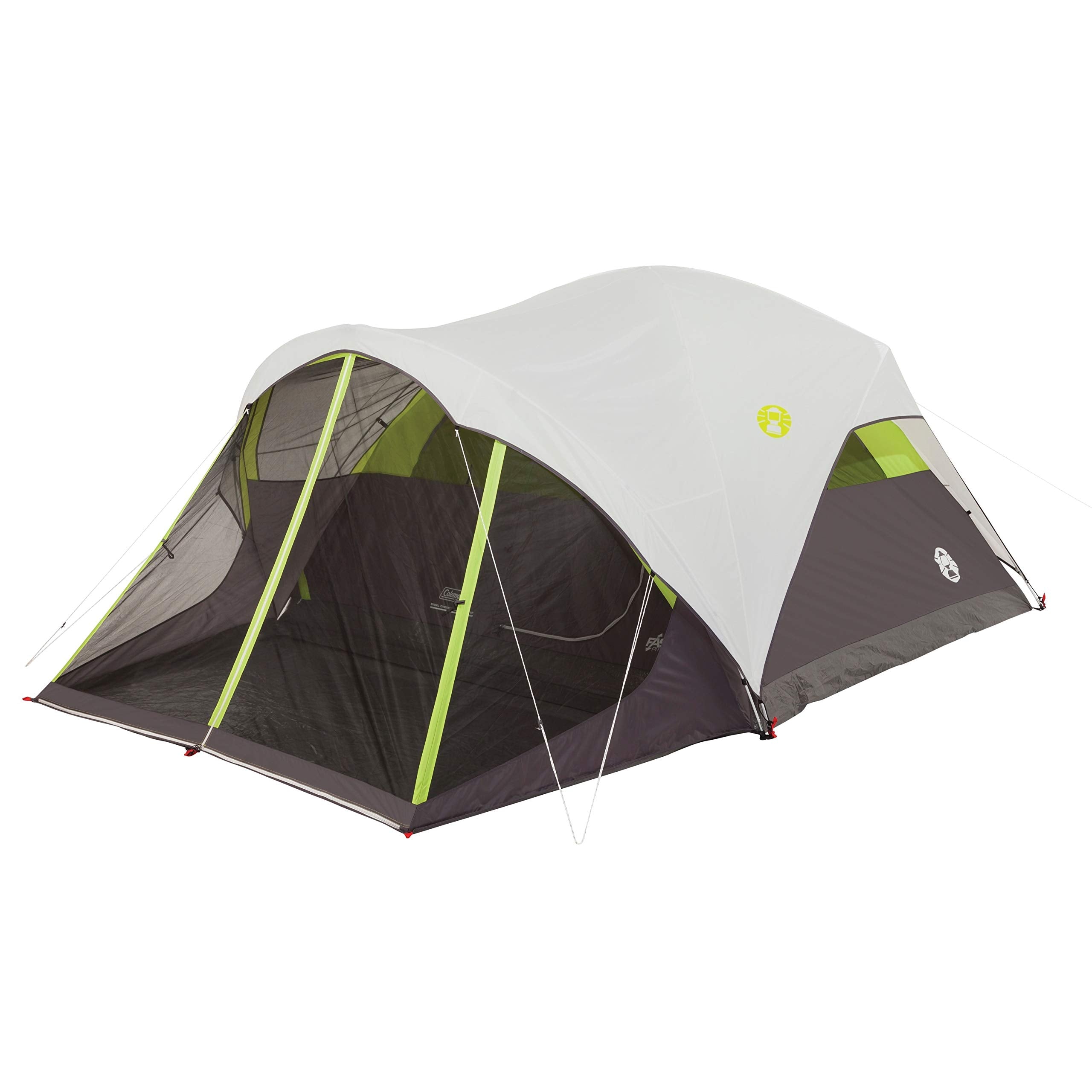 Coleman 6-Person Steel Creek Tent with Screened Porch & Integrated Rainfly, Weatherproof Tent Sets Up in Minutes, Fits Queen-Size Airbed