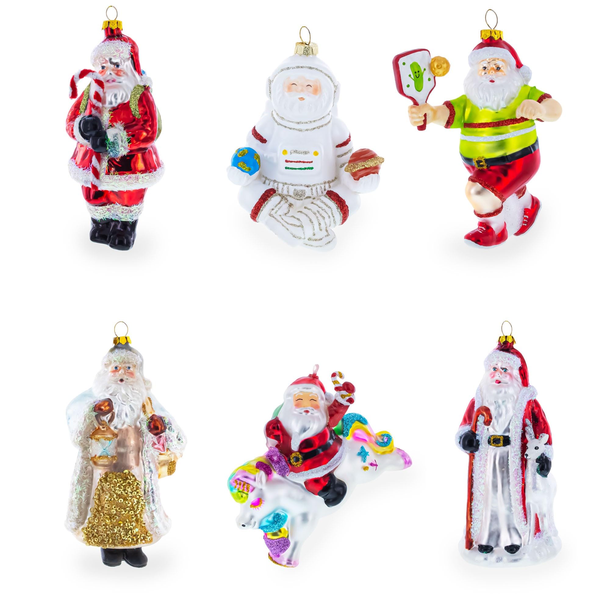 Riding Santa Horse Blown Glass Christmas Ornament