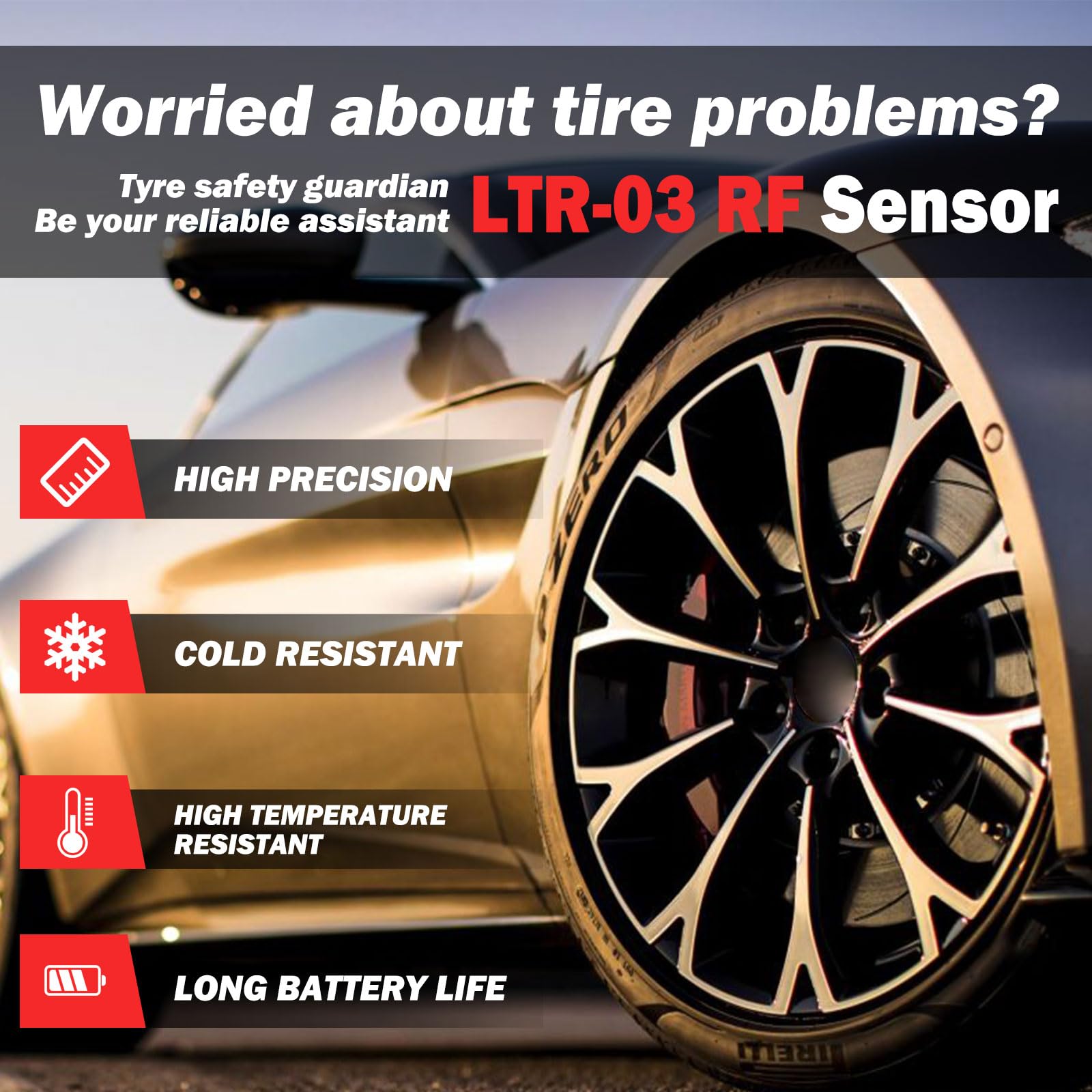 TPMS Sensor LAUNCH LTR-03 315MHz/433MHz Dual Frequency Screw-in Metal Tire Pressure Monitor System Programmable Replace OE-Sensor for LAUNCH TPMS Tool Update Version of LTR-01 - [Pack of 4]