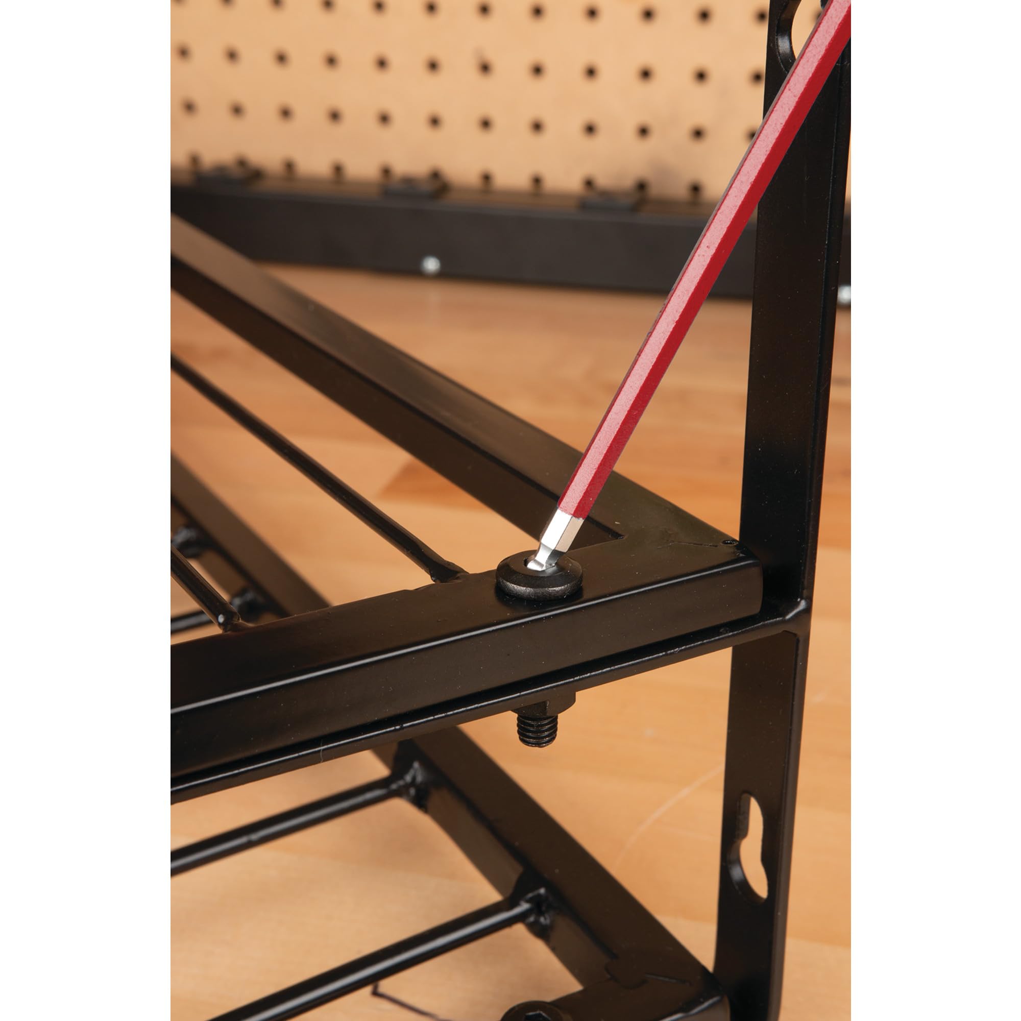W80202 Performance Tool 13 Pc. SAE Long Arm Hex Key Set - Ball End for Angled Use, Powder-Coated, Storage Rail, Laser-Etched, Red