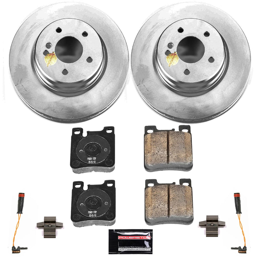 Coated Brake Rotor and Ceramic Brake Pads Power Stop CRK6226- Rear For Mercedes-Benz C32 AMG 2002-2004 [Model Specific]