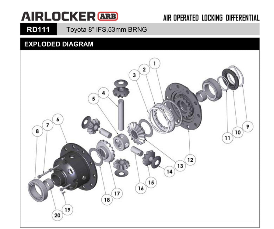 ARB Air Locking Differential 8" Toyota Clamshell IFS | 30 Spline (3.91 & Up)