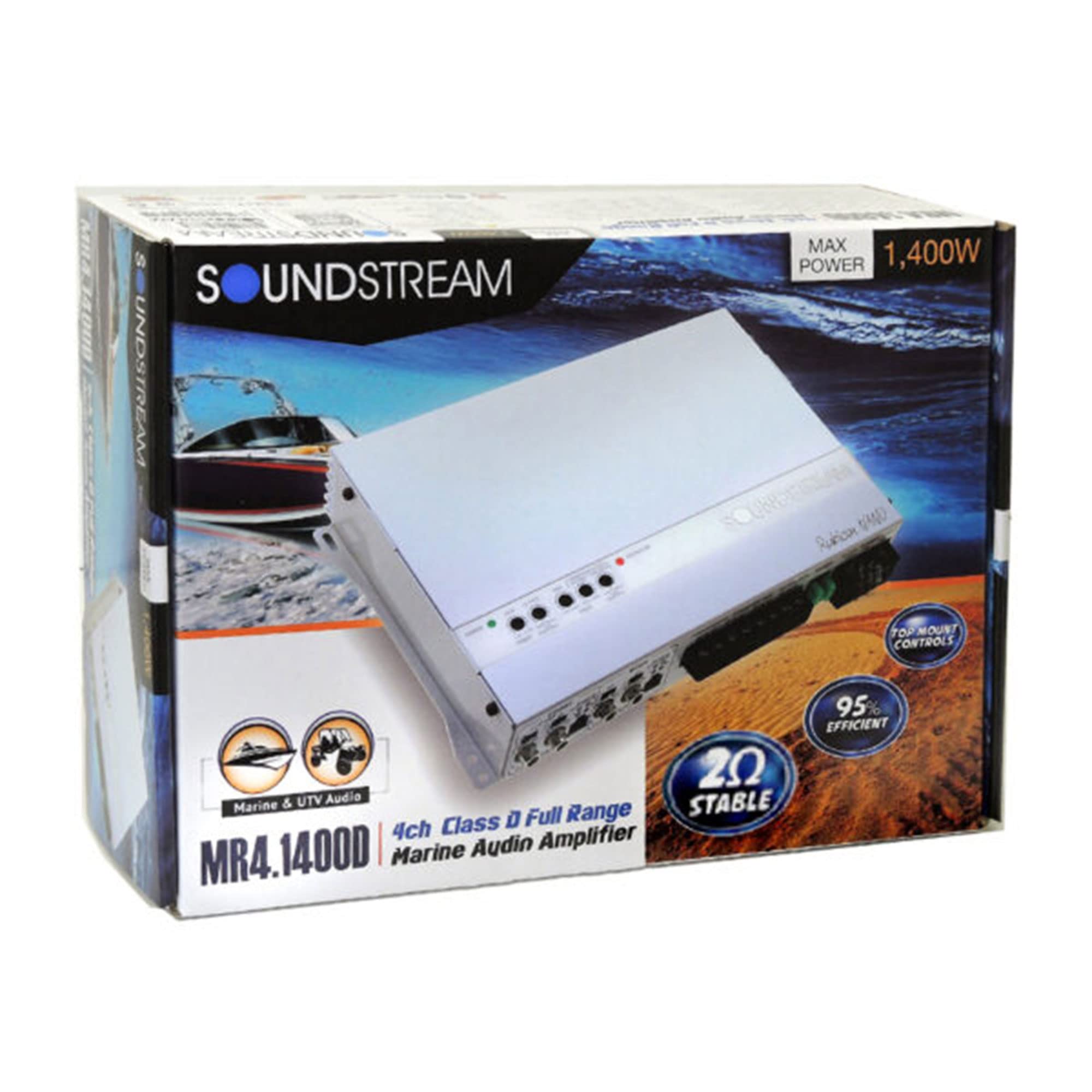 Rubicon MR4.1400D Soundstream Nano Marine 1400W Class D 4-Channel Amplifier,White