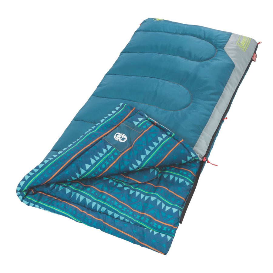Kids Coleman 50°F Sleeping Bag, Comfortable Youth Sleeping Bag for Sleepovers & Camping, Fits Children up to 5ft Tall, Glow in The Dark Design, Stuff Sack Included, Machine Washable