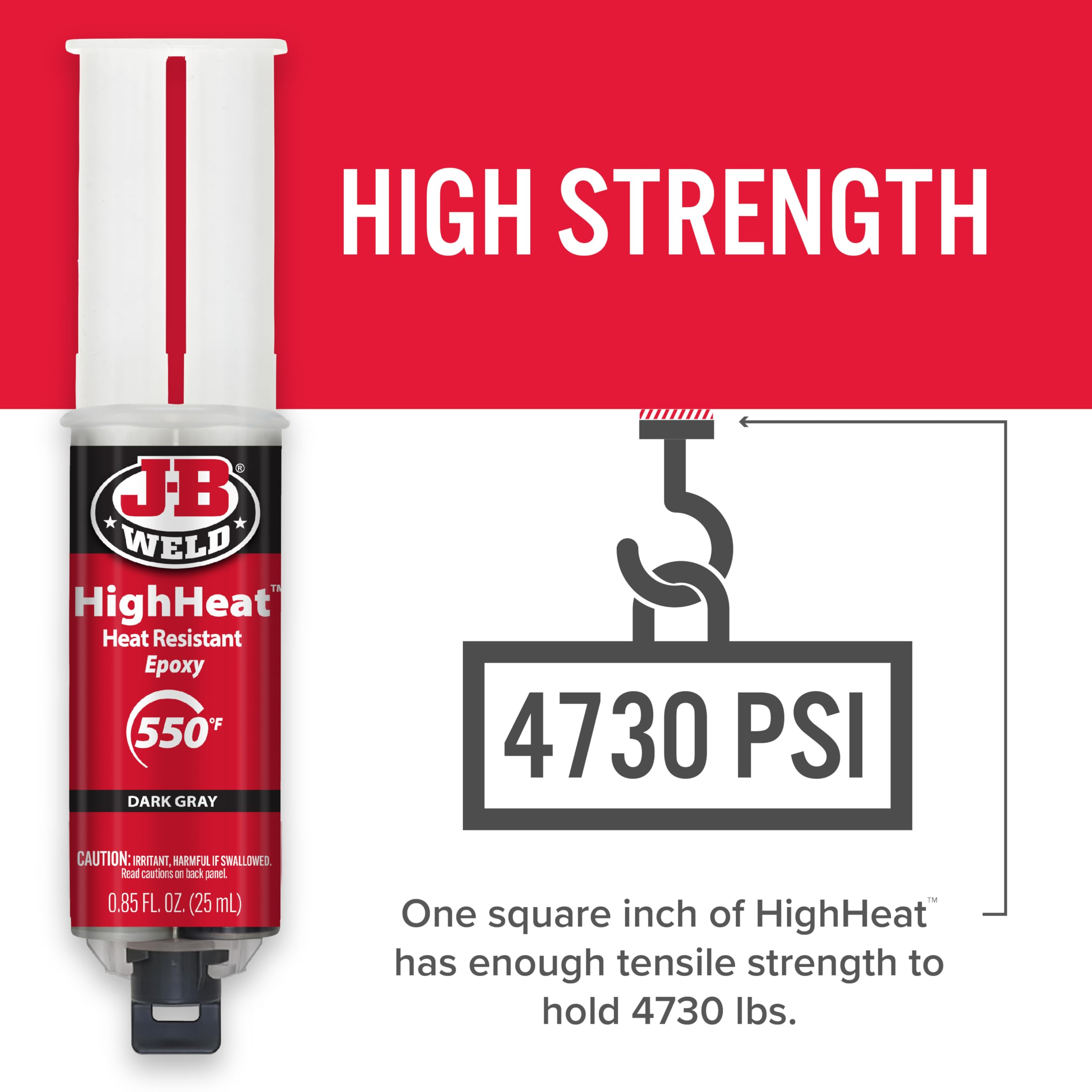 High Heat J-B Weld Epoxy Syringe, Dark Grey