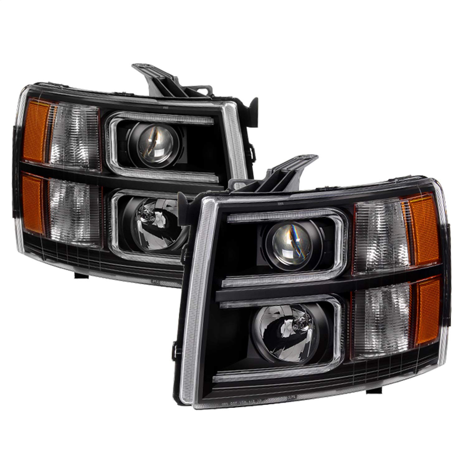 Chevy Silverado Xtune PRO-JH-CS07-LED-BK Halo Projector Headlight