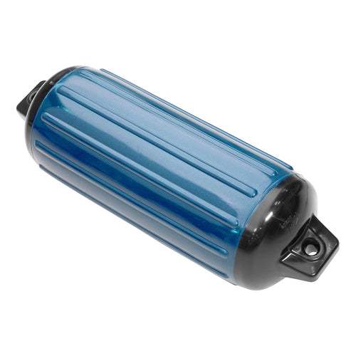 Taylor Made Super Gard Boat Fender, Navy Captain's (6.5" x 22") Double-Molded Ends, Ribbed Technology to Minimize Roll, Rubber Football Needle Inflation Valve, Marine-Grade Vinyl - 957622