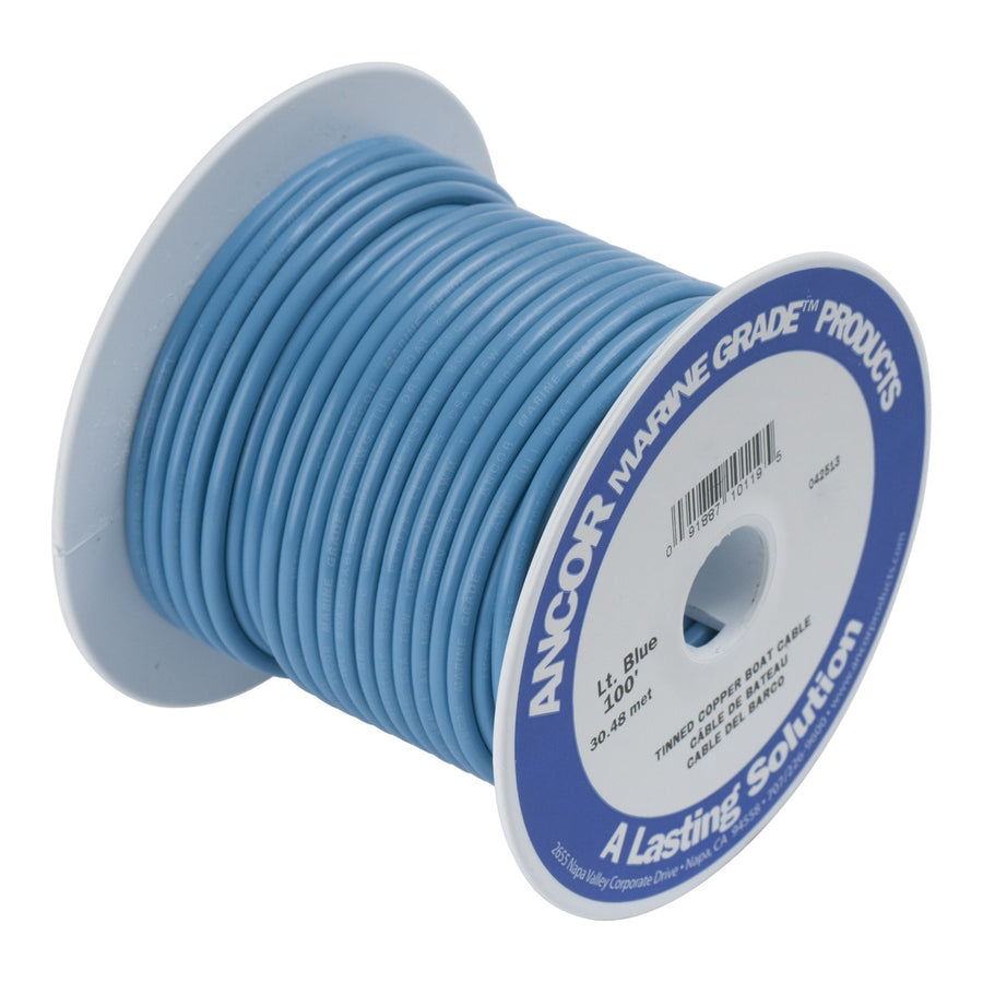 Marine Grade Ancor 101910 Electrical Primary Tinned Copper Boat Wiring (16-Gauge, Light Blue, 100-Feet)