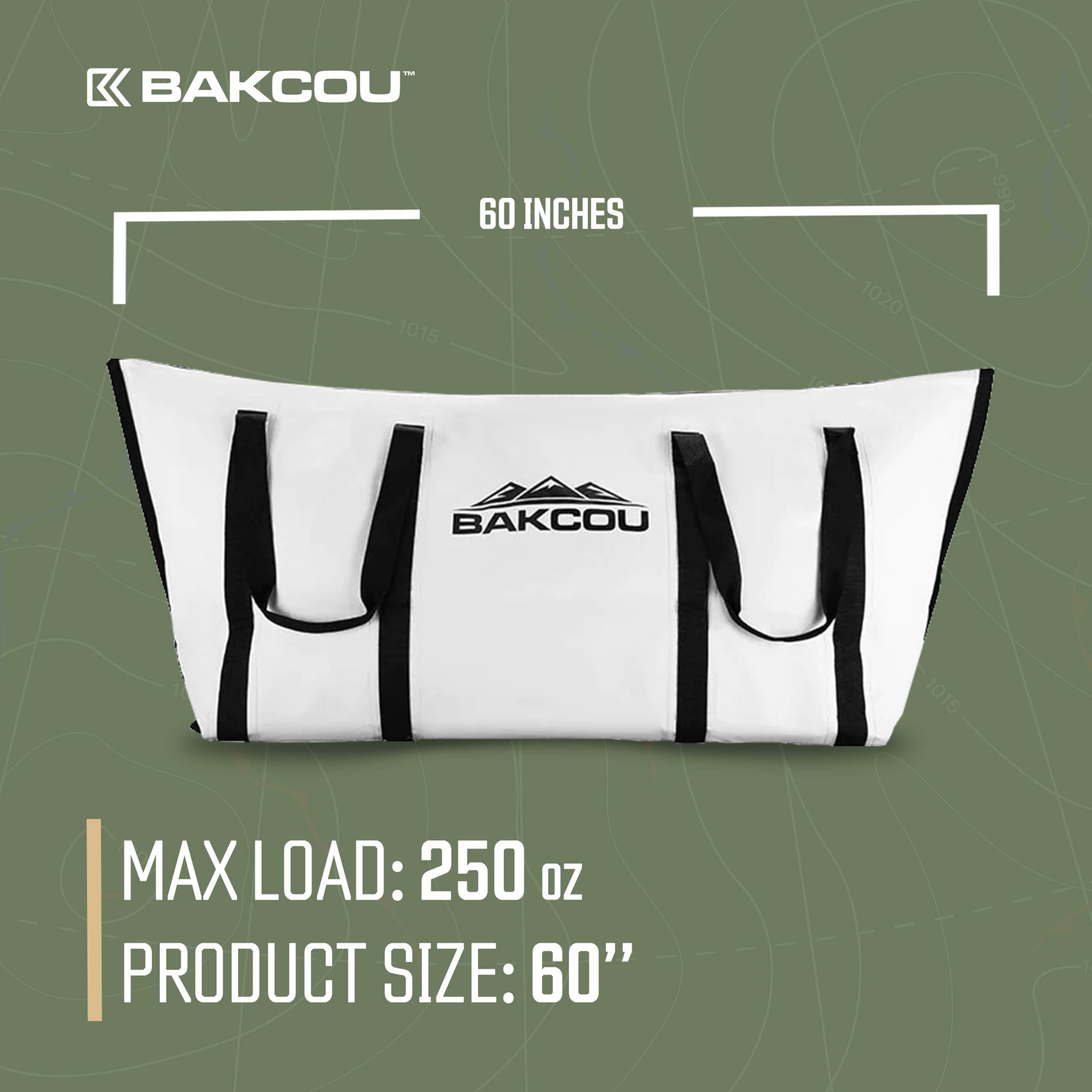 Bakcou - Game or Insulated Gear Bag - Harvest Hauler for eBike Trailer - Keeps Game Fresh, Compact and Portable - Waterproof Cooler Bag - 60 Inch