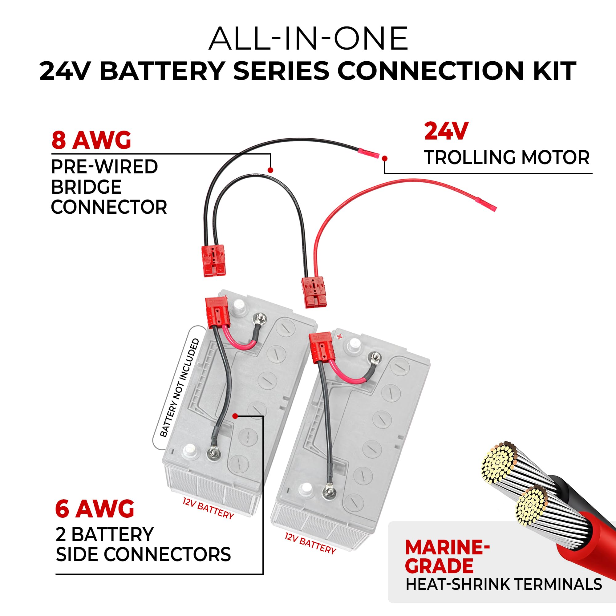 24-Volt Connect-Ease RCE24VBK Trolling Motor Connection Kit with Out On-Board Charging