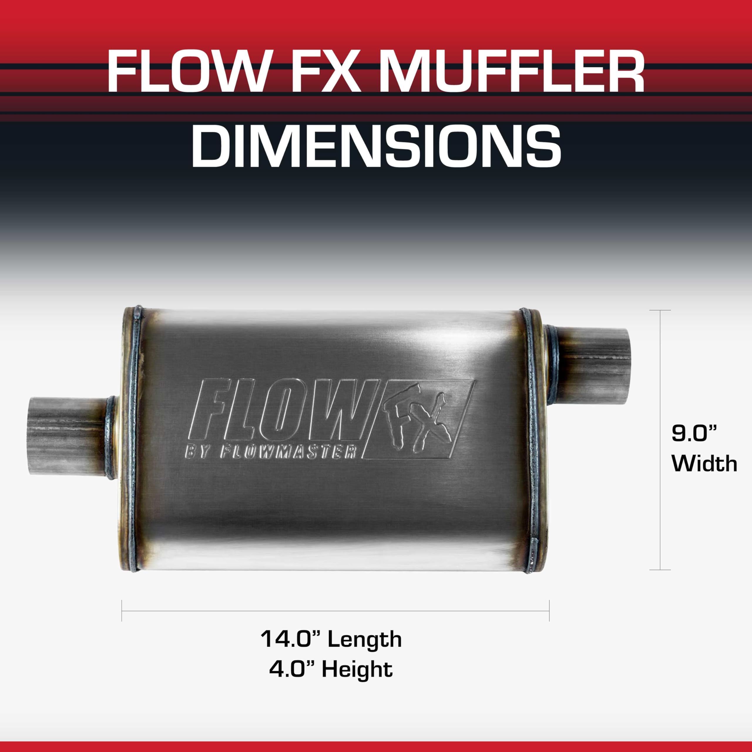 Flowmaster Chambered Muffler Flow FX – 2.50” Offset In / 2.50” Center Out – Moderate Sound – Stainless Steel – Affordable Performance for Modern Trucks, Muscle Cars & Daily Drivers (71226)