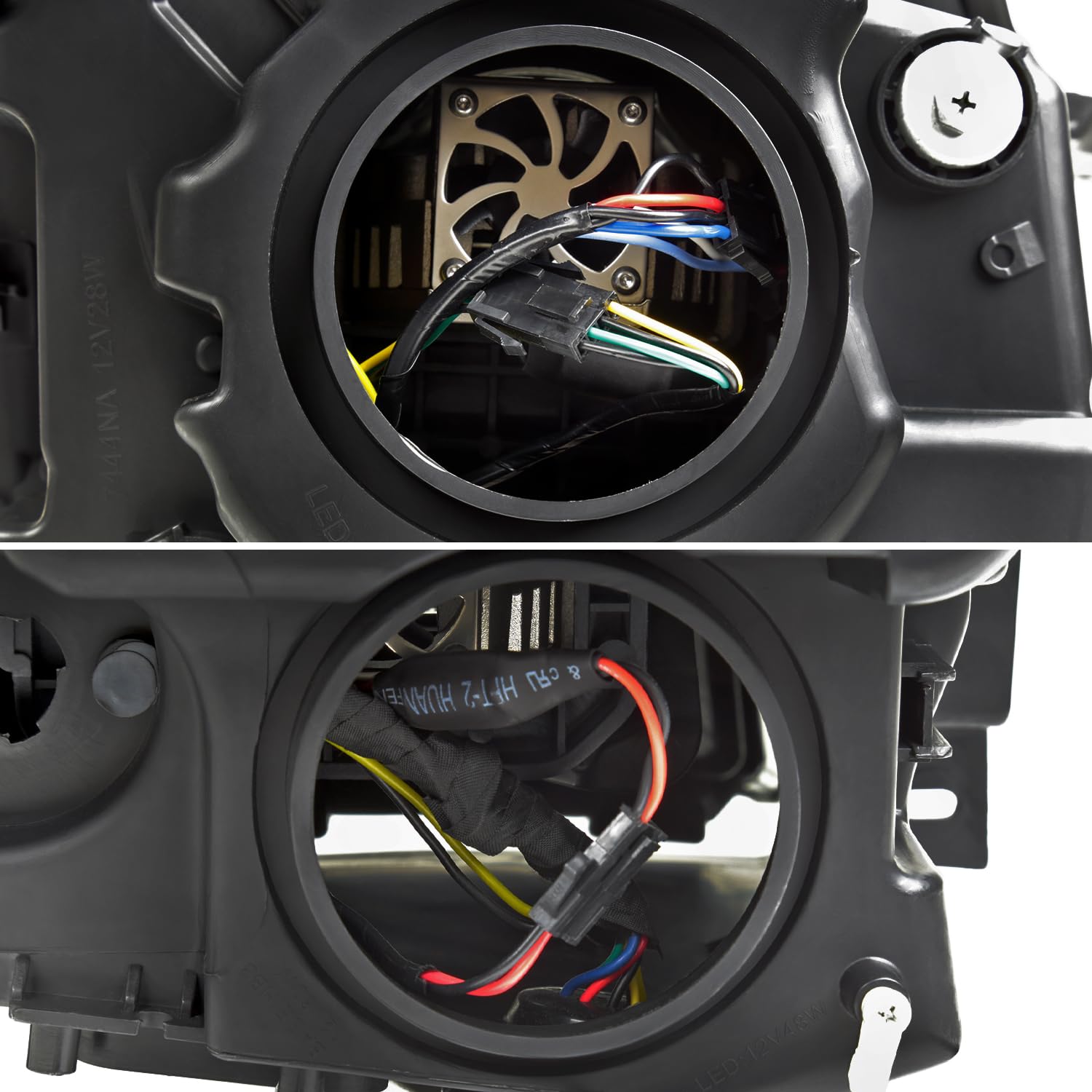 Black Smoke SPEC-D TUNING Full LED Projector Headlights w/LED DRL Light Bar, Sequential Signal, and Startup Animation Compatible with 2010-2016 Cadillac SRX, Left + Right Pair Headlamps Assembly
