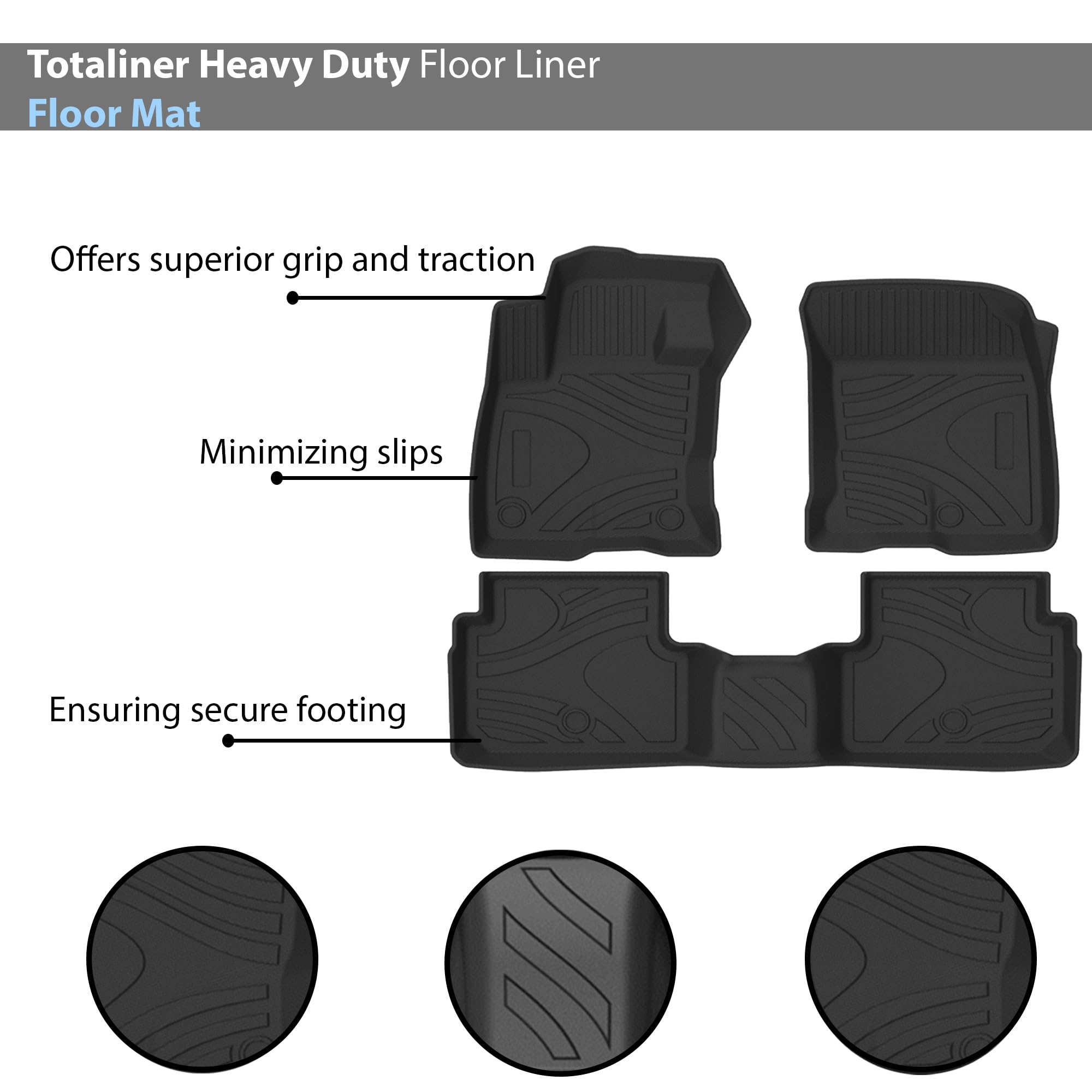 TOTALINER Black Horse Heavy Duty Floor Mat Anti-Skid Black 1.37'' Thickness Compatible with 2021-2025 Ford Bronco Sport-FMFBR21