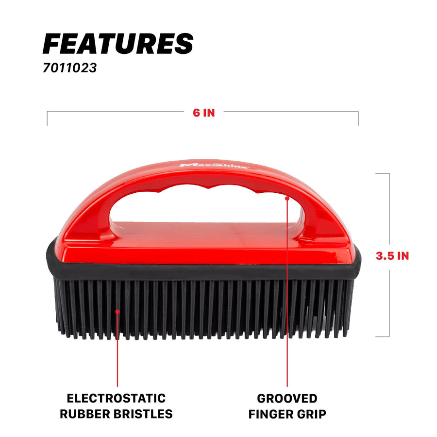 Maxshine Carpet Universal Car Lint & Hair Removal Brush - Electrostatic Rubber Bristles - Efficiently Removes Pet Hair from Dogs, Cats & Other Interiors & Carpets - Easy-to-Clean