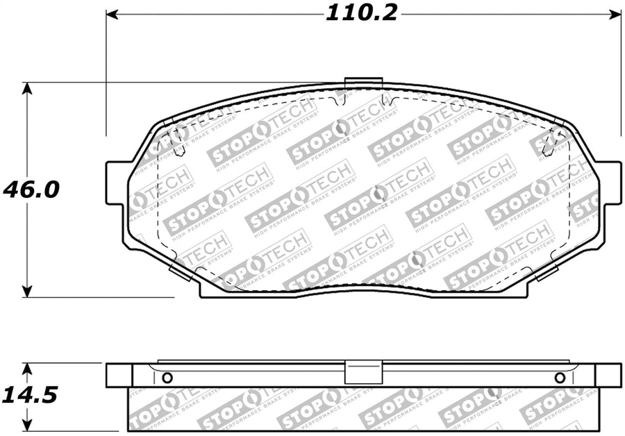 Front StopTech 308.05250 Brake Pads with Shims and Hardware Street