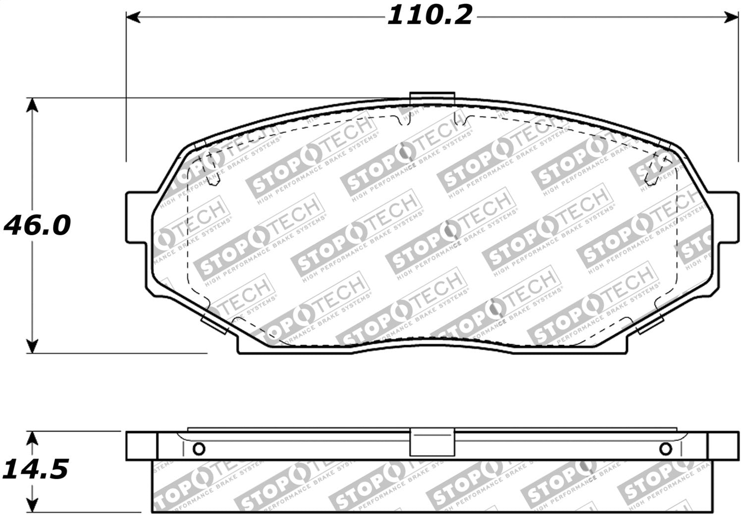 Front StopTech 308.05250 Brake Pads with Shims and Hardware Street