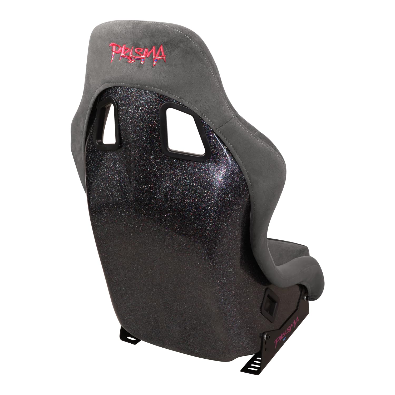 NRG Innovations Universal Fixed Back NRG-FRP-303GM-PRISMA Bucket Racing Seat for 5-Point Harnesses, Size M, Gun Metal Alcantara Material, 22" W X 34" H X 16" D
