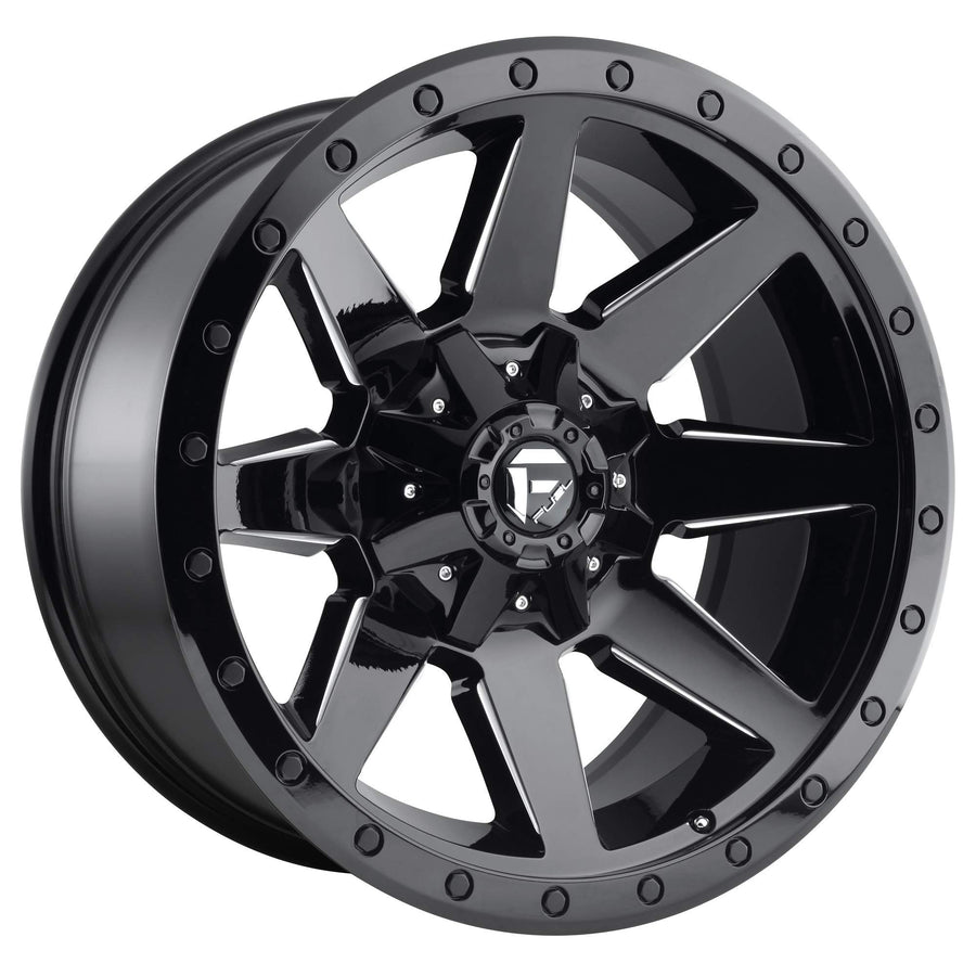 1PC Fuel D597 WILDCAT 17x9, Bolt Pattern: 5x5.5/150, Offset: 1, GLOSS BLACK MILLED, set of