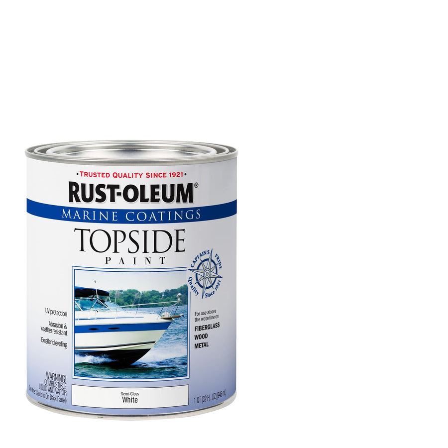 Rust-Oleum Marine Coatings 207000 Topside Paint, Quart, Semi-Gloss White 32 Fl Oz (Pack of 1)