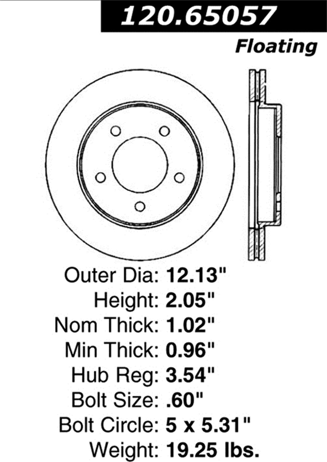 Sport StopTech Cross Drilled Brake Rotor 128.65057L; Front Left