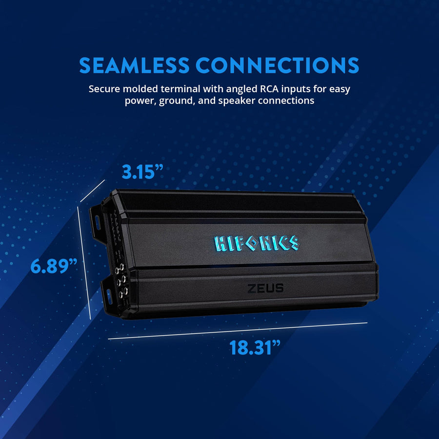 Hifonics 1,750 Watt Zeus Delta Compact 5 Channel Nickel Plated Mobile Car Audio Amplifier with Auto Turn On Feature, ZD-1750.5D, Black