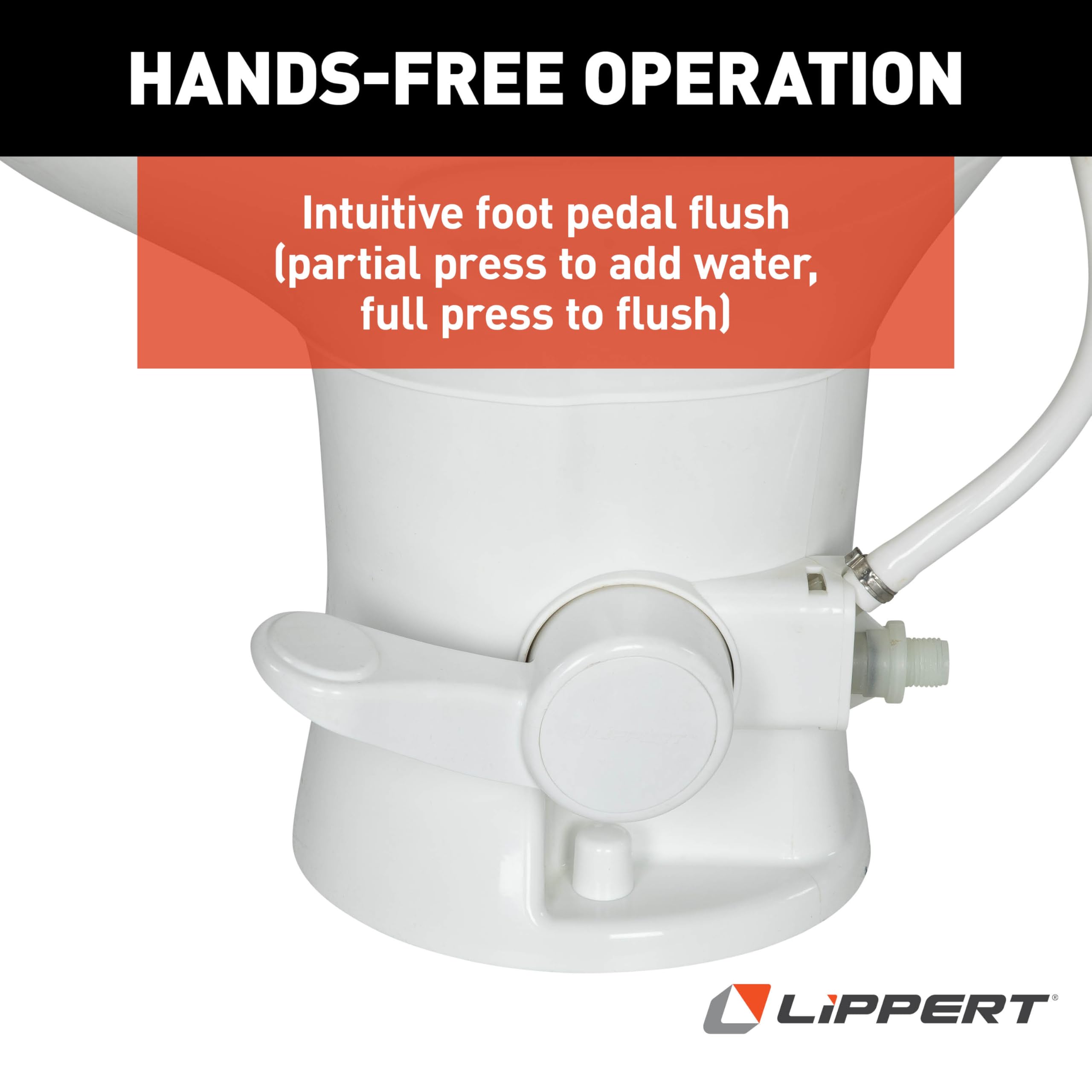 RV Camper Toilet Flow Max White with Round Plastic Bowl, 18" Standard Profile, Full-Size Residential Seat, Soft-Close Lid, Efficient Flush - 2024030310