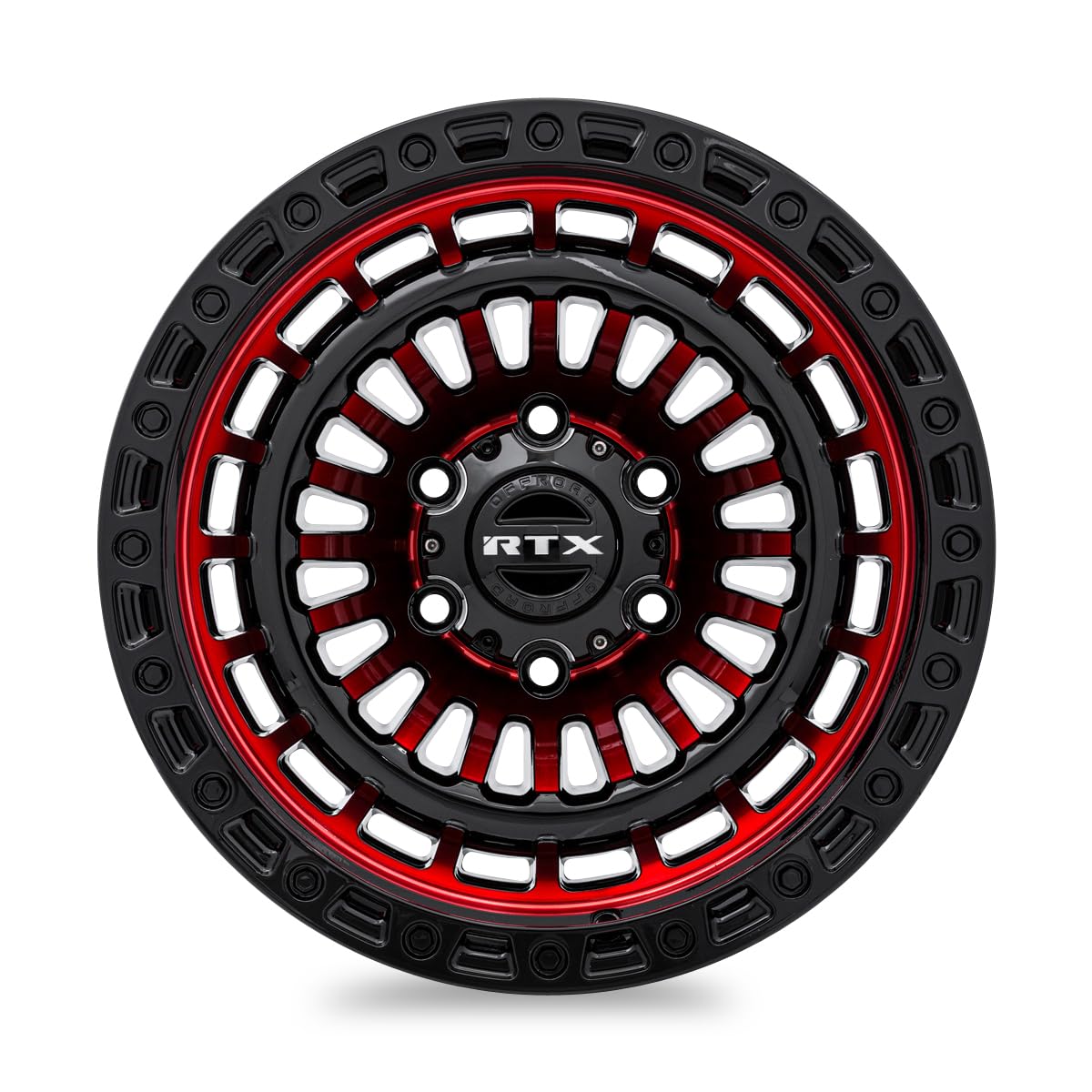 MOAB RTX Custom Wheel - 17x9, 0 Offset, 6x139.7 Bolt Pattern, 106.1mm Hub - Gloss Black with Machined Red Face Rim
