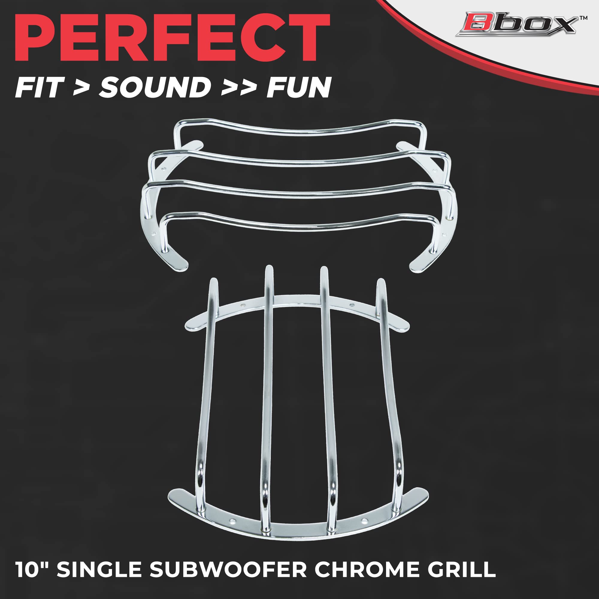 Universal 10-Inch Bbox Chrome Subwoofer Grill - Pair