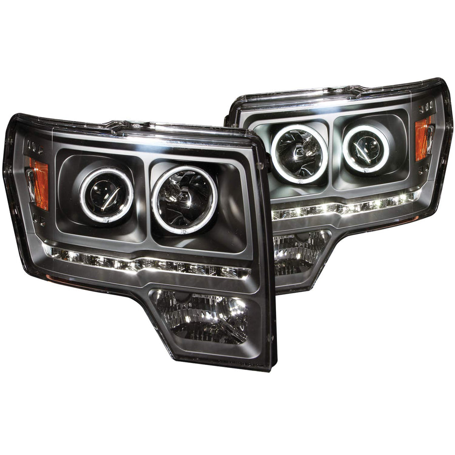 Halogen Projector Headlight AnzoUSA 111298 for Ford F-150 Black/Amber
