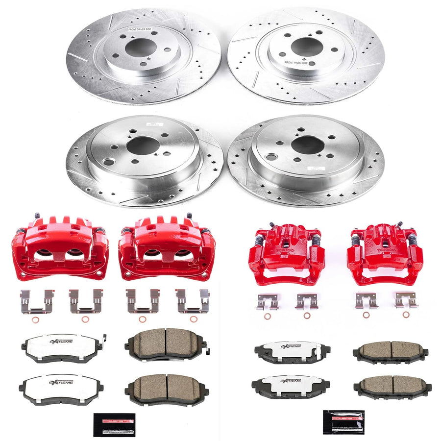 Power Stop Z26 KC4077A-26 Street Warrior Front and Rear Brake Kit-Brake Rotors, Brake Pads & Calipers For Subaru Legacy 2010-2012, Subaru Outback 2010-2012 [Model Specific]
