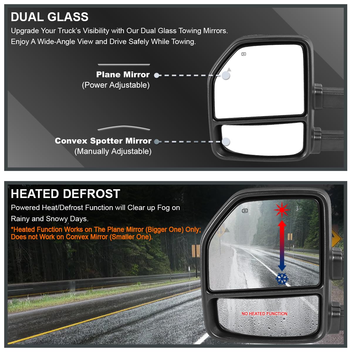 Spec-D Tuning Sequential LED Power Heated Towing Mirrors Compatible with 2017-2019 Ford F-250, F-350 Super Duty, Left + Right Pair