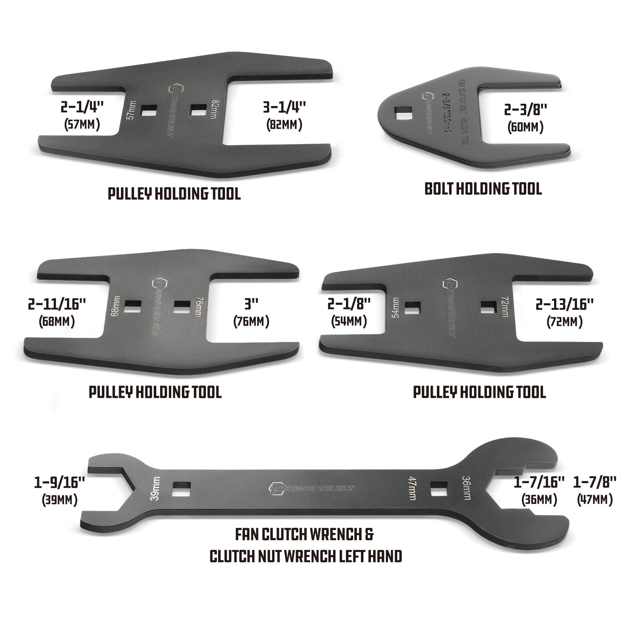 Powerbuilt Master Wrench Clutch Fan Set, Remove and Install Tools for AC Clutches, Air Conditioning System Components, Pulley Holing Tool, Storage Case - 647759