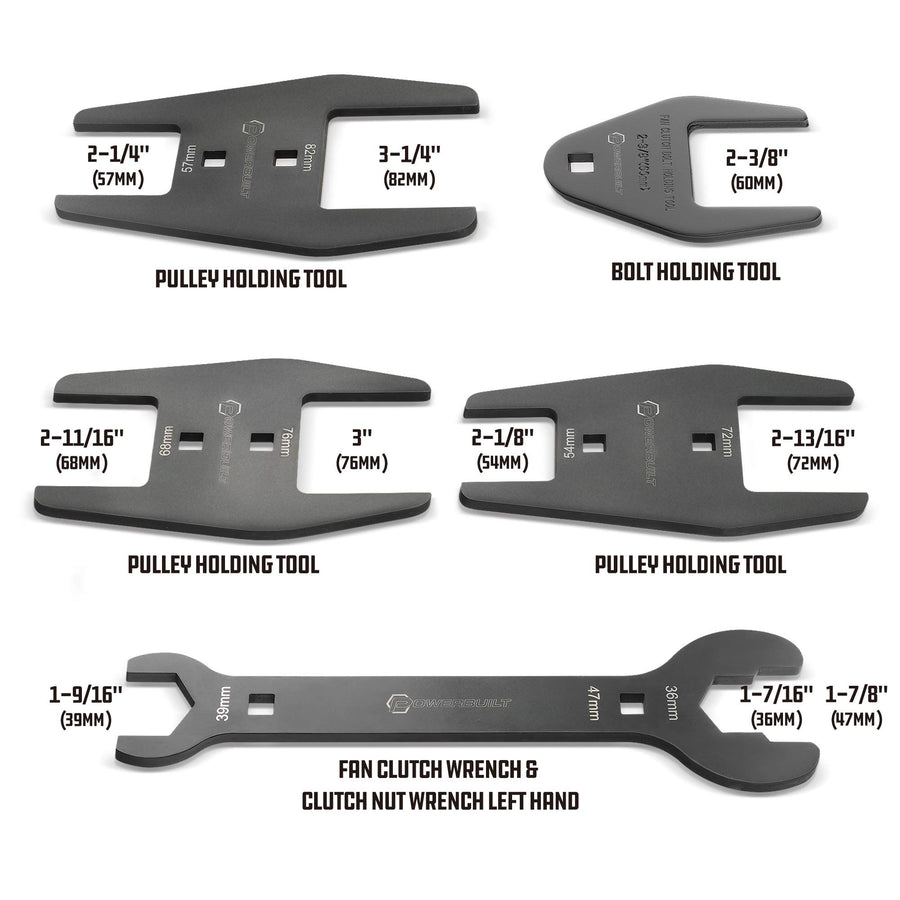 Powerbuilt Master Wrench Clutch Fan Set, Remove and Install Tools for AC Clutches, Air Conditioning System Components, Pulley Holing Tool, Storage Case - 647759